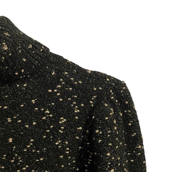 Ann Taylor Sparkle Puff Sleeve Turtleneck Sweater Black Gold Small NWT - Picture 2 of 6